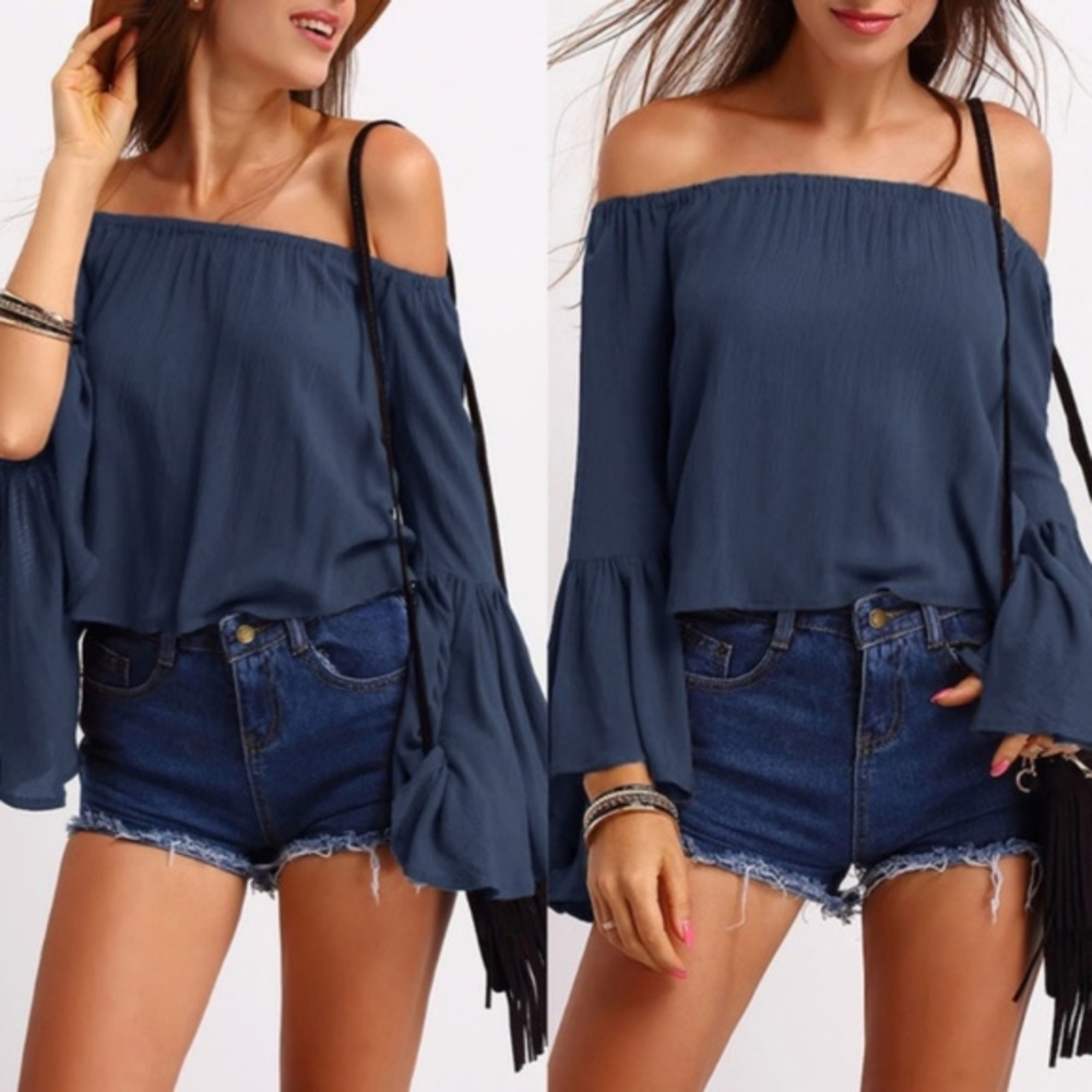 💙BLUE BELLS Boho Off-Shoulder Top-LAST ONE ☝️